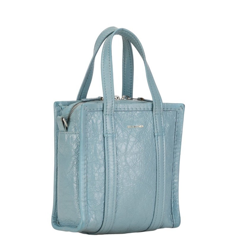 Balenciaga Bazaar Shopper XXS Handbag Shoulder Bag 513988 Baby Blue Leather W... - Picture 3 of 10